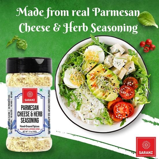 SARANZ Parmesan Käse & Kräuter Exotische Würzmischung Spezielle Würzmischung Hergestellt mit frischen Kräutern Aromatische Gewürze Am besten zur Zubereitung von köstlichem Käse/-100 Gramm