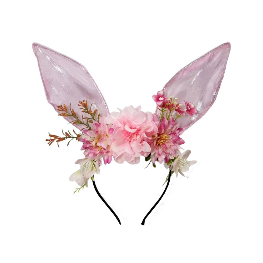 Colorful Rabbit Ears Headband Floral Bunny Ears Hair Hoop Cute Easter Headwear Cosplay Headbands