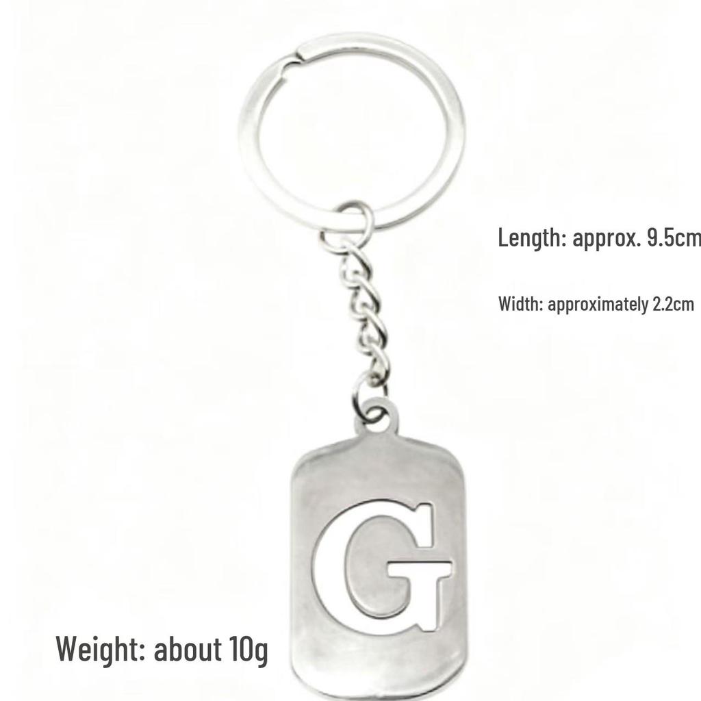 Pendentif Porte-clés 26 Lettres en Acier Inoxydable Creux - Polyvalent pour Sac à Dos, Voiture, Plaque Militaire
