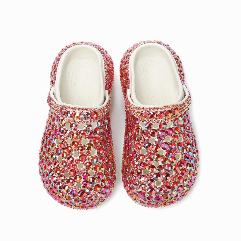 Модные роскошные цветные ромбовидные шлепанцы сандалии женские летние 2024 — фото 5