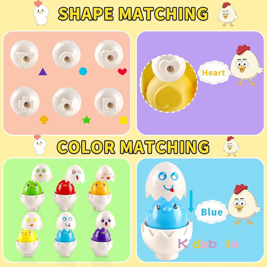 Montessori Sorting & Matching Game Plaything Easter Egg Basket Party Present Vivid Chickens Dinosaurs Shape Kid Fine Motor Skill Toy