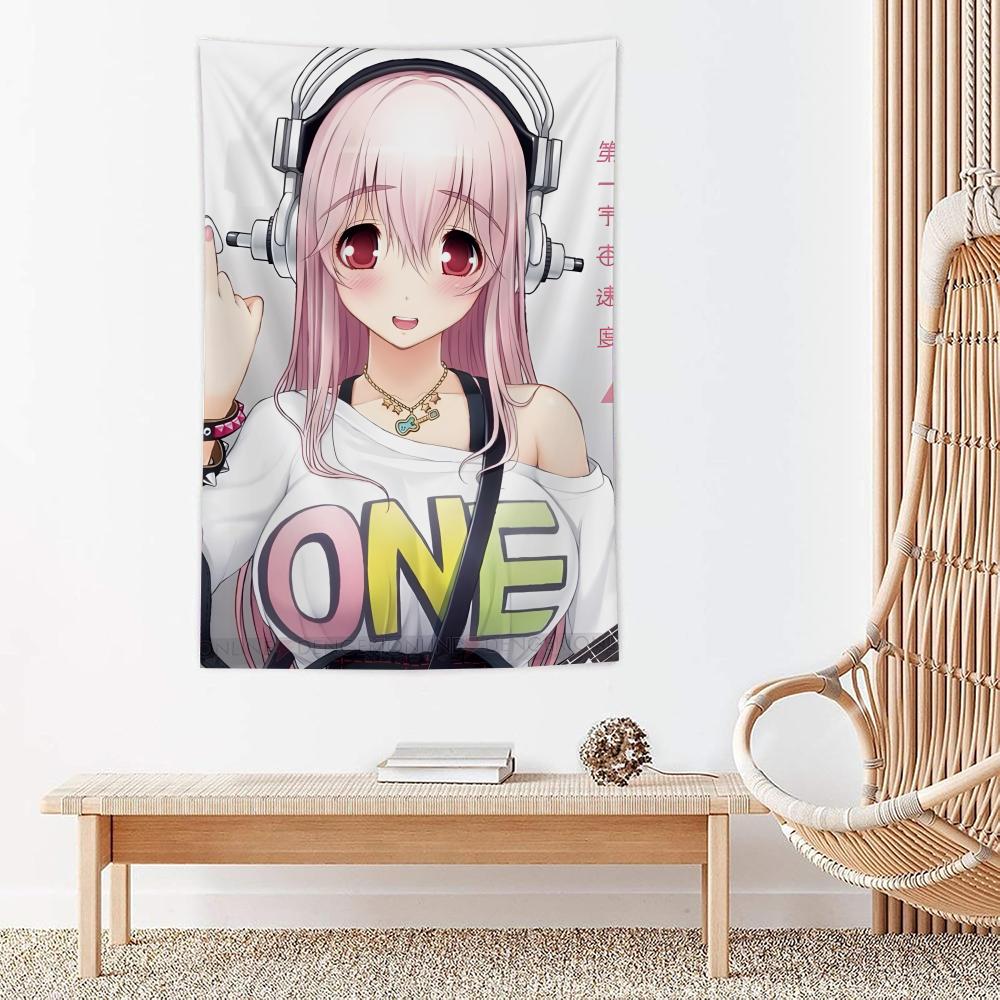 Cute Anime Super SSonico Tapestry Microfiber Wall Hanging For Bedroom Living Room Decor Outdoor Festival Garden Bar Background