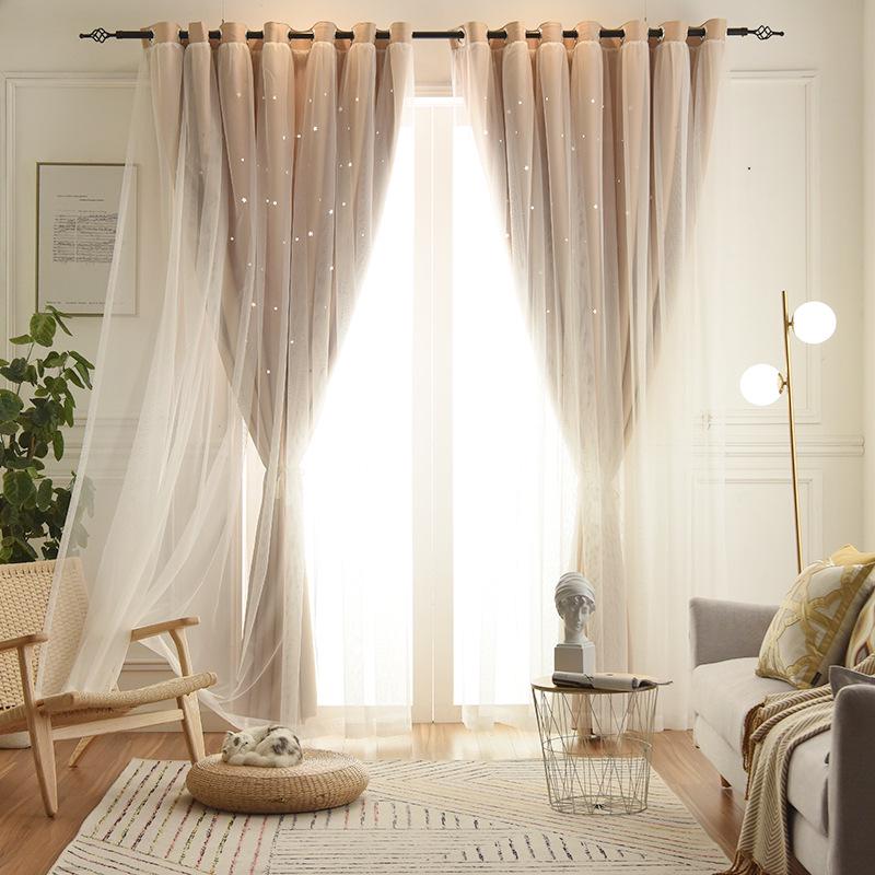 

Современная двухслойная ткань для штор Star Blackout для спальни и гостиной 1.5*2.7 Eyelet (shortening available)