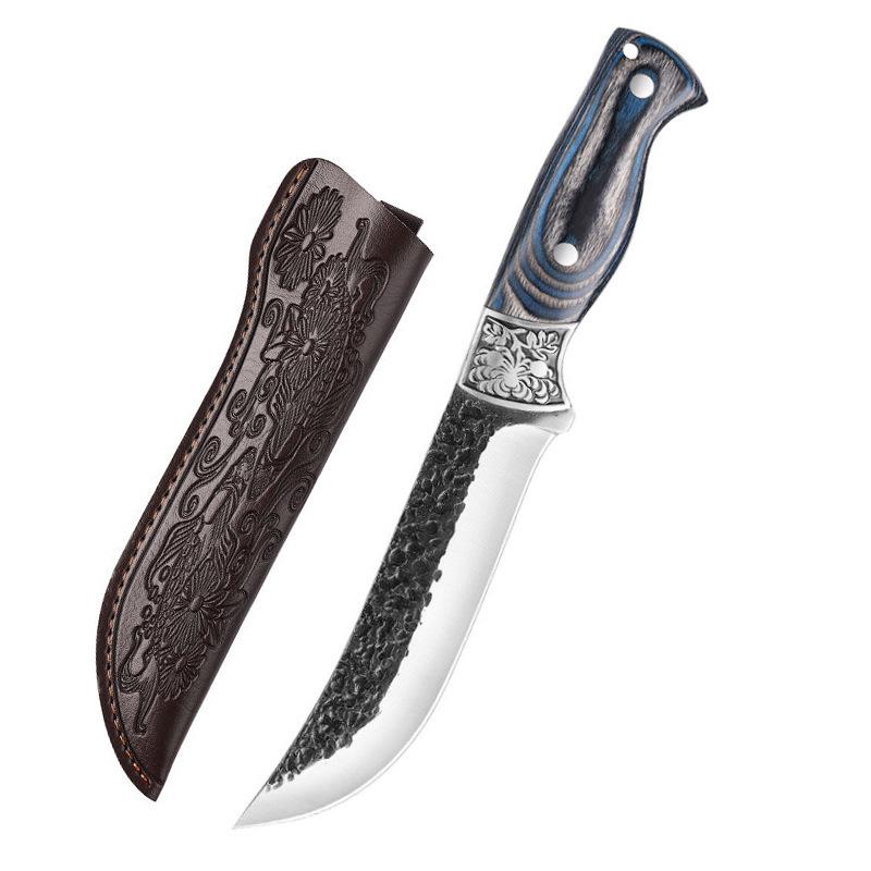 

Кованый кухонный нож шеф-повара из высокоуглеродистой нержавеющей стали, нож для мяса, рыбы, фруктов, профессиональный мясницкий нож для обвалки с чехлом Meat cutter knife павлин голубой