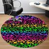 1pc Rainbow Leopard Office Round Area Rug, Indoor Mat Suitable ForOffice, Under Office Chairs Bedroom Living Room Home Decor, Room Decot003