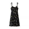 Floral Print Spaghetti Strap Loose Fit Big Swing Skirt Spring Dress
