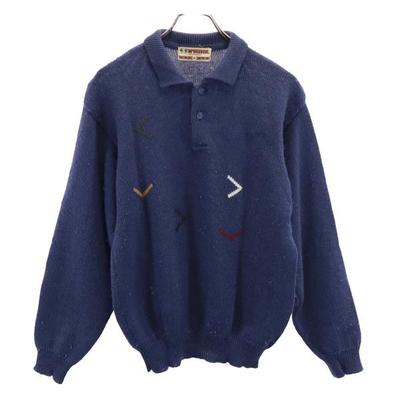 Wolle Langarm Pullover M Marineblau Gestrickter Pullover Herren Gebraucht