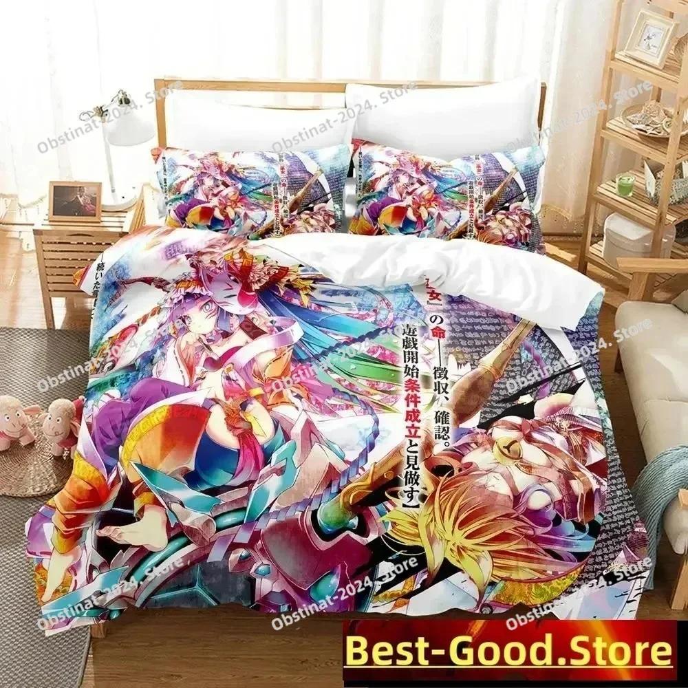 3D Druck Anime No Game No Life Bettwäsche Set Niedlicher Bettbezug Bettdecke Bettüberwurf mit Kissenbezug Twin Single Queen King Size Jungen Erwachsene