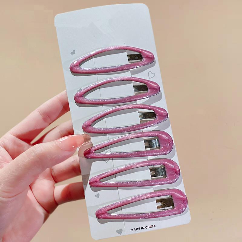 

6 шт./уп. Геометрические леопардовые однотонные заколки-клипсы из сплава для волос-невидимок, овальные заколки-капли для волос, головные уборы для женщин и девушек красный