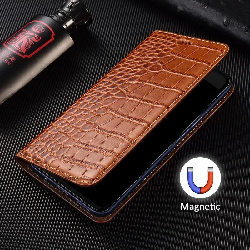 Custodie Per SAMSUNG Galaxy S24 S23 S22 S21 S20 Plus Ultra FE 5G Custodia a Libro Coccodrillo Vera Pelle di Mucca Coperture Portafoglio Magnetiche