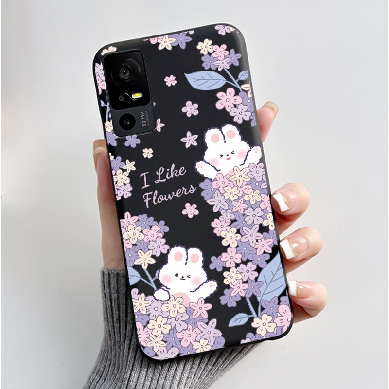 Cute Casing For TCL 40R/Sharp Aquos V6 5G Lucky Design Soft Black Case For TCL 40 SE Drift Bottle Pattern Shockproof Shell