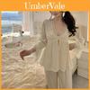 French Style Womens Sleepwear Set With Ice Silk Fabric Breathable Lounge For Home Use