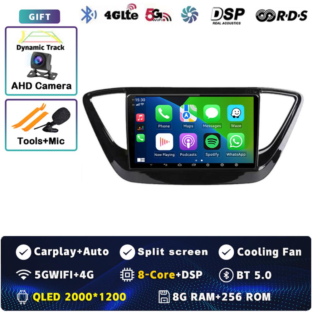 9" Android 14 Carplay Car Radio For Hyundai Solaris 2 Verna 2016 - 2020 Multimedia Video Player Navigation GPS Stereo WIFI+4G BT