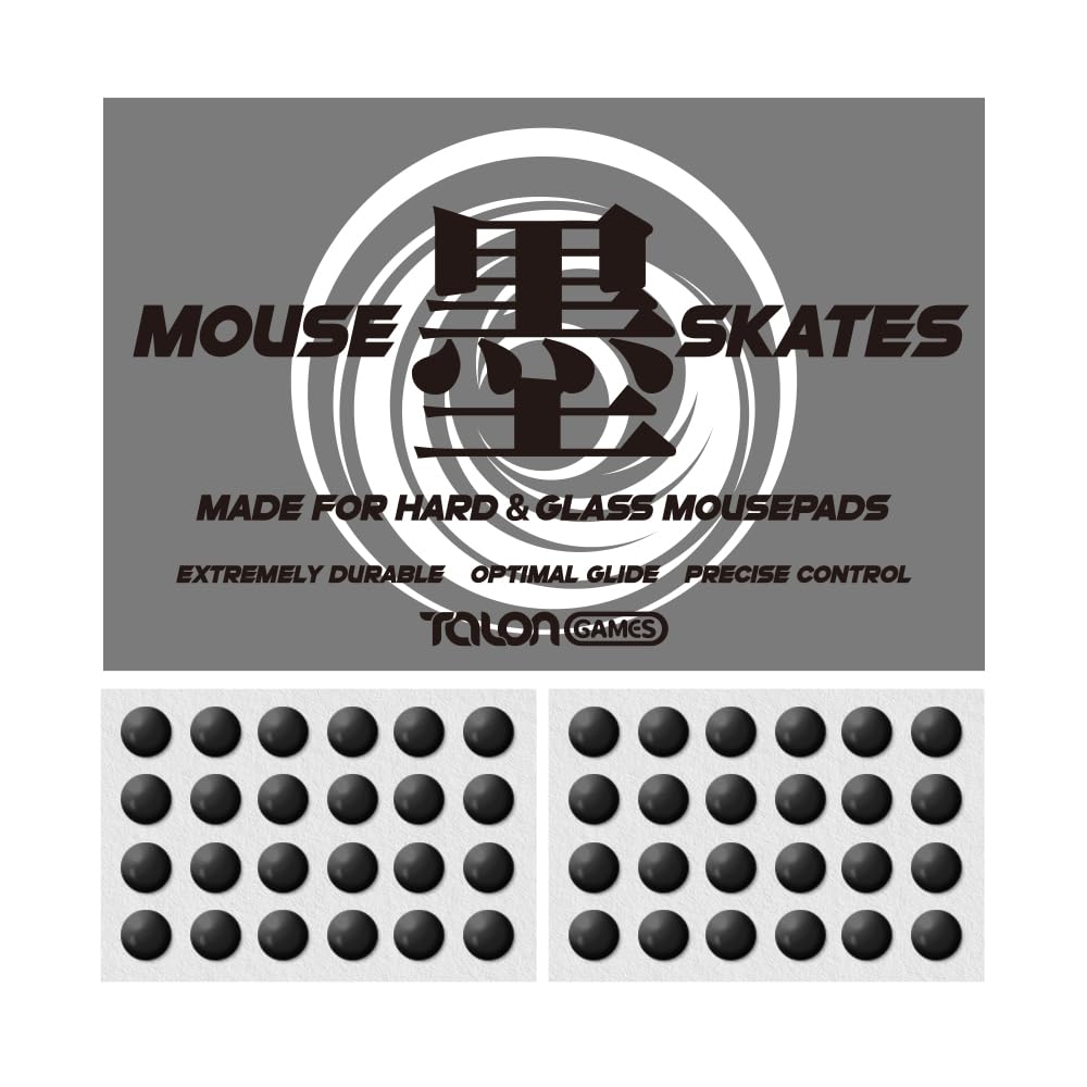 TALONGAMES UHMW-PE Mouse Soles, 6mm Round, 48-Piece Set, Universal, Ultra-Durable, Wear-Resistant, Low-Noise Mouse Skates for Gaming Mice (Black