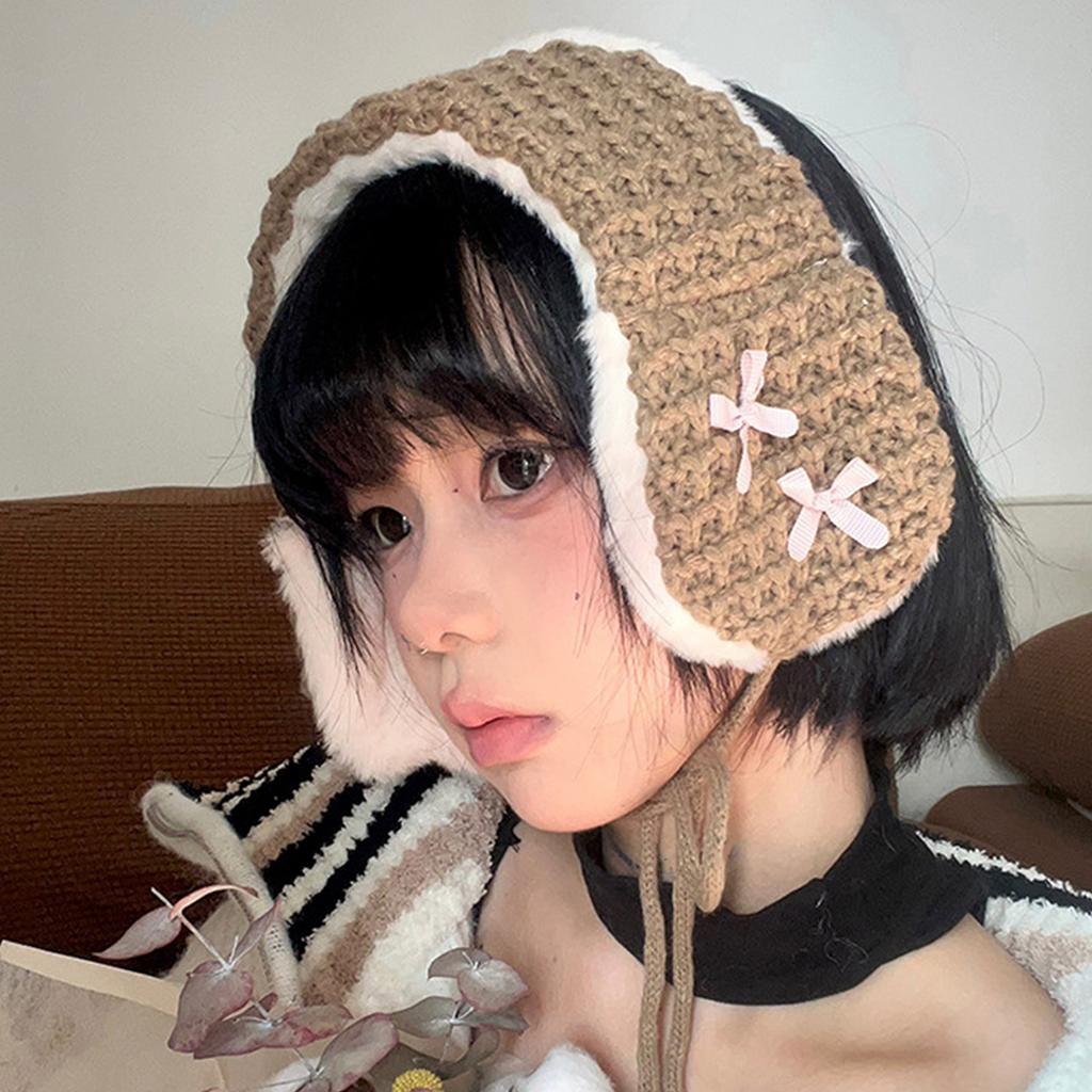 Lovely Knitted Tie EarMuffs for Women and Kids Ear Warmer Headband for Winter Christmas New Year Gifts
