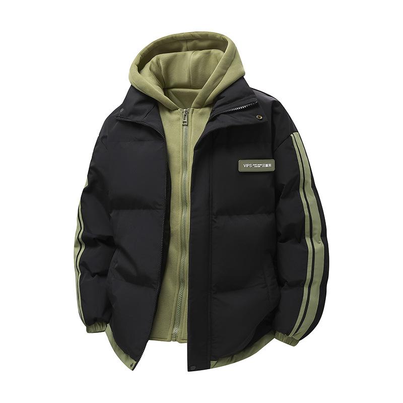 Baumwolle Winter Verdickt Neu Zweiteilig Falsch Lässig Jugend Vielseitig Mit Kapuze Paar Gleicher Stil Brotjacke