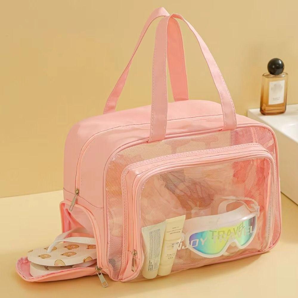 Large Capacity Waterproof Cosmetic Bag Pu Transparent Travel Storage Bag  Outdoor