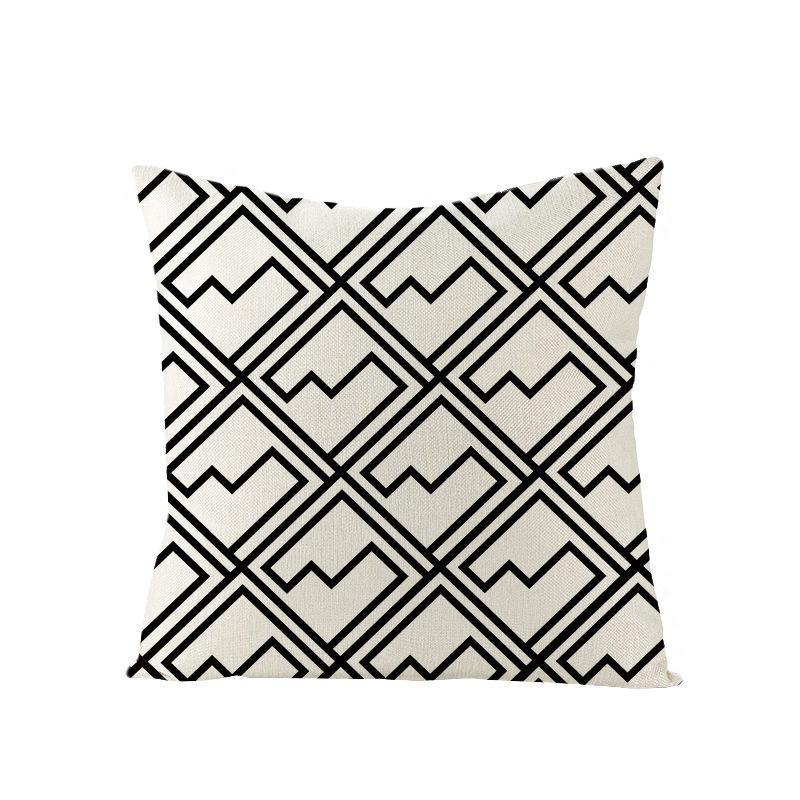 Black and White Nordic Simple Geometric Linen Pillowcase Modern Style Pillowcase Car Cushion Home