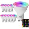 FTL GU10 LED Color Changing Light Bulb with Remote Control, RGB Dimmable Colored Light Bulbs 5W 40W Equivalent, 2700K-6000K, 30 Colors, Timer,