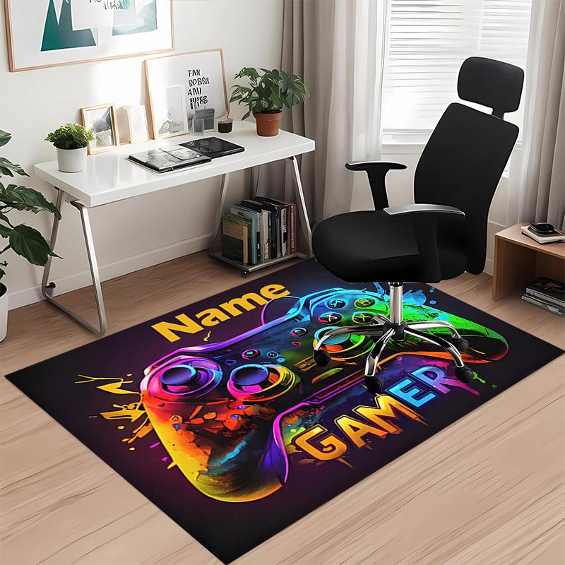 Custom Name Game Controller Printed Carpet, for Office Chair Living Room Bedroom Kitchen Room Decor Gifts.
