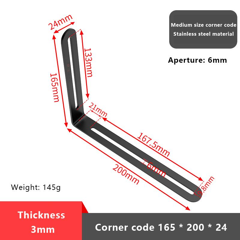 Stainless Steel Adjustable Angle Code Long Hole Activity 90 ° Right Angle Furniture Fixer L-shaped Shelf Bracket Connector