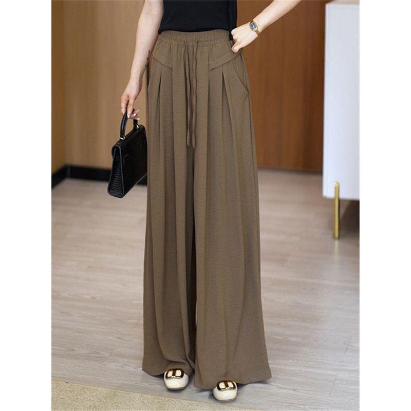 Big Sale Leak-Picking ~ Casual Loose Pants Women's Spring and Summer Thin High Waist Drooping Ruched Idle Style Straight-leg Pants