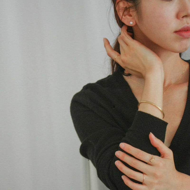 modernlike 14K gold-filled silver freshwater pearl piercing earrings 6mm