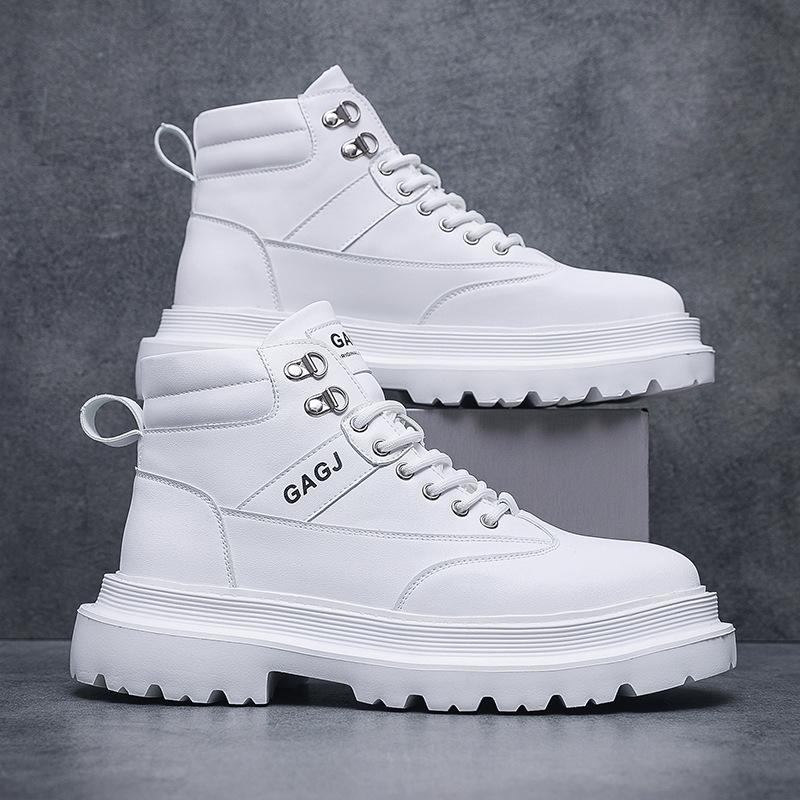 

Мужские высокие туфли для серфинга осенне-зимняя мода с белыми мужскими ботинками на платформе туфли с увеличенным голенищем мужские туфли-локомотивы модная мужская обувь 42 белый