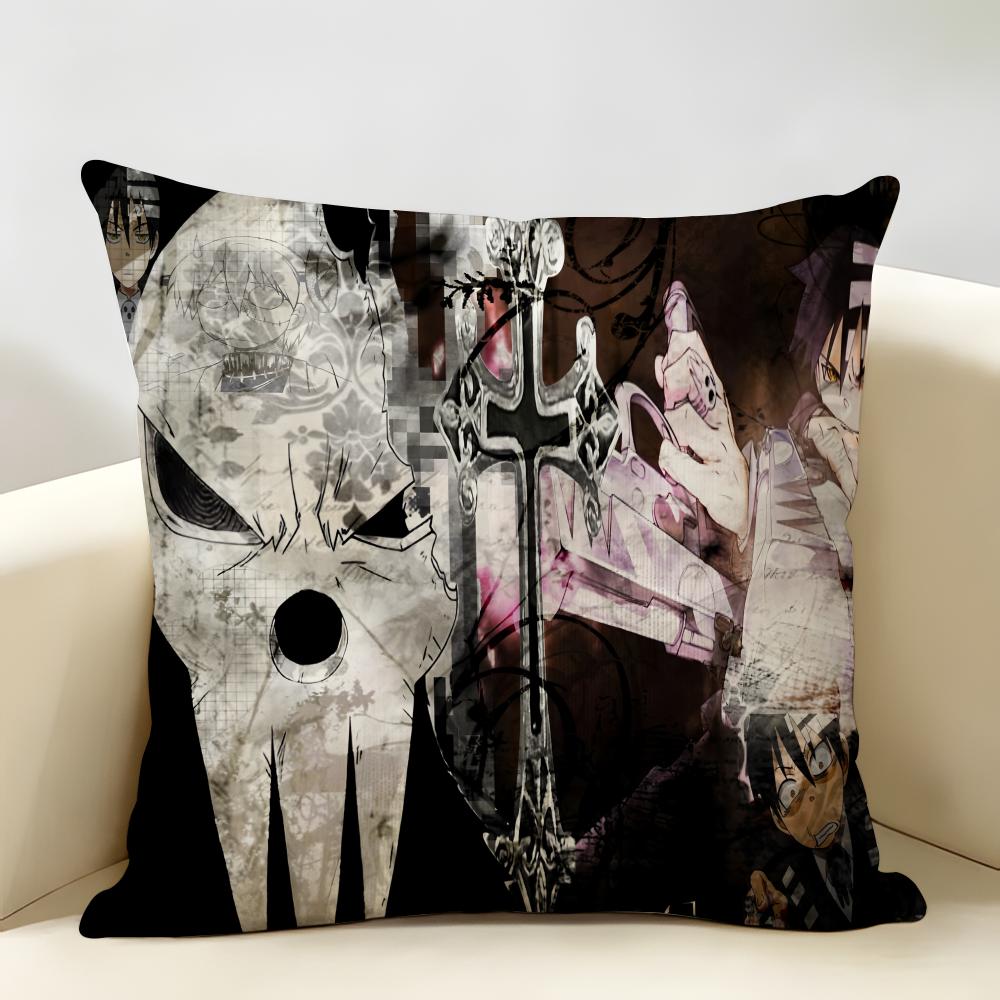 SSoul Eater Anime Evans Cushion Cover Natural Linen Organic Fabric DoubleSided Printing Room Sofa Decor Pillow Case