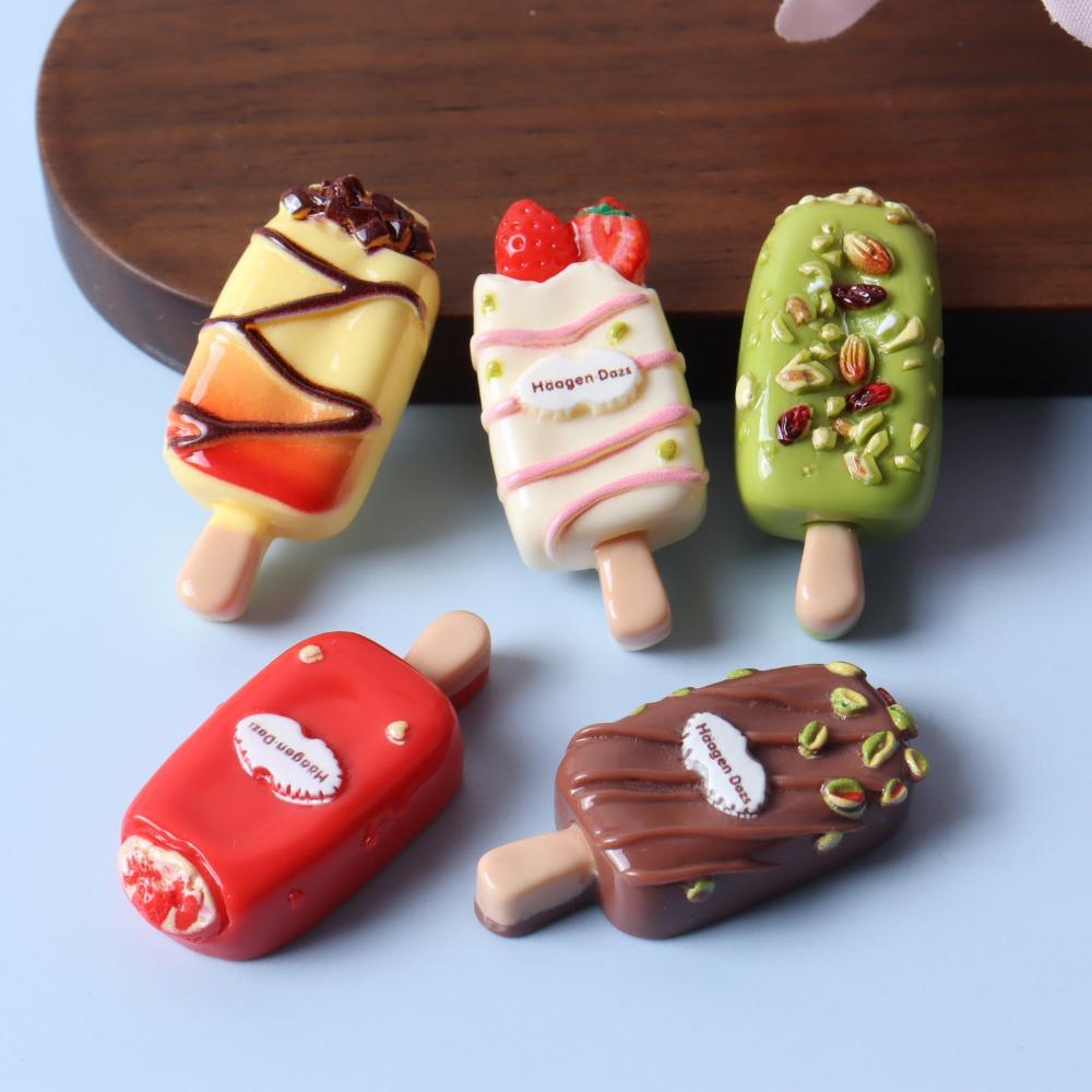10pcs Resin Mini Cartoon Ice Cream Dessert Flatback Popsicle for Phone Decoration DIY Jewelry Crafts Hair Bows Accessorie