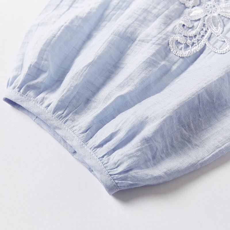 Women's Embroidered Linen Blend Shirt & Shorts Set