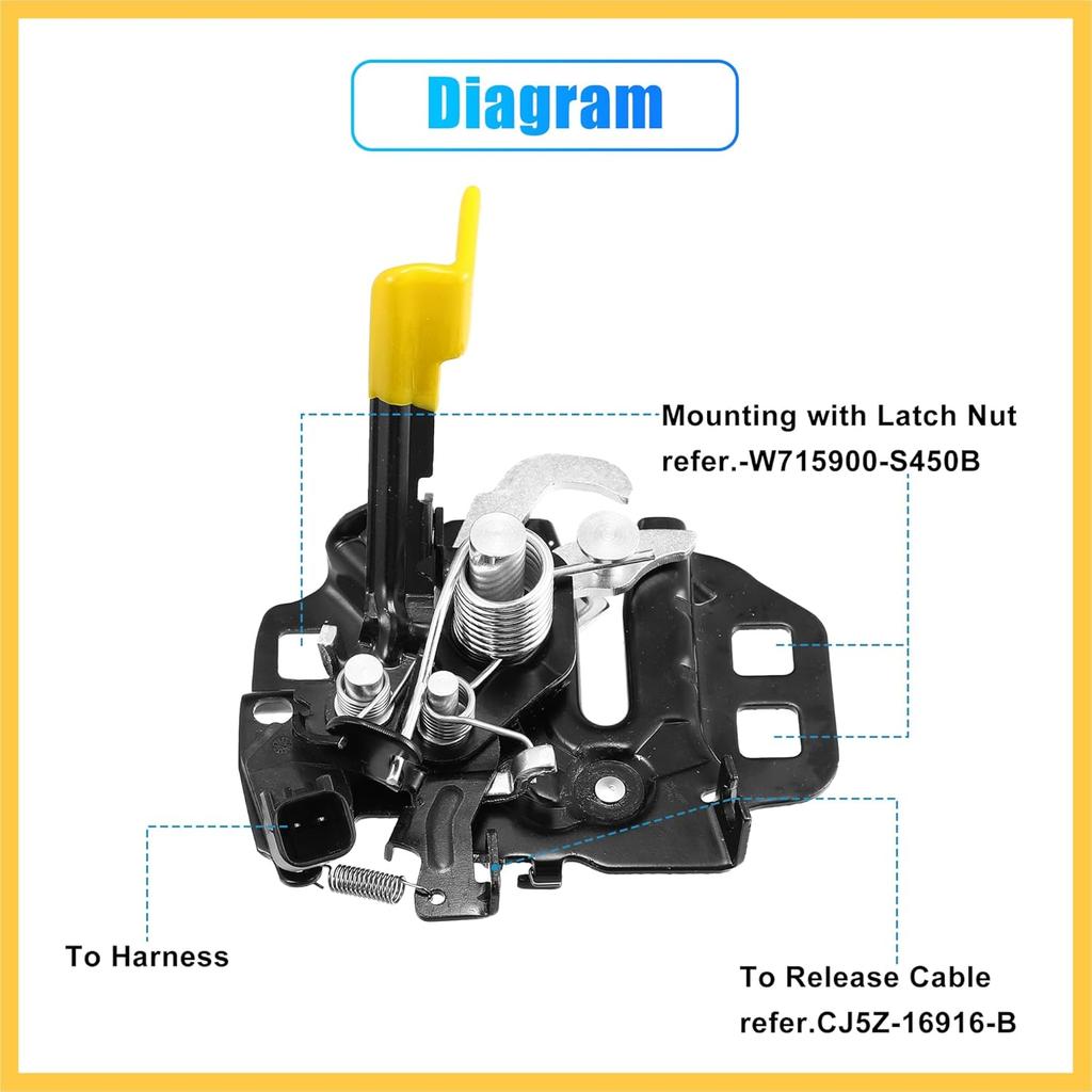 FR3Z-16700-B FR3Z16700B Car Engine Hood Latch Lock for Ford for Mustang 2015 2016 2017 2018 2019 Hood Latch Assembly Replaces FR3Z-16700-A FR3Z16700A