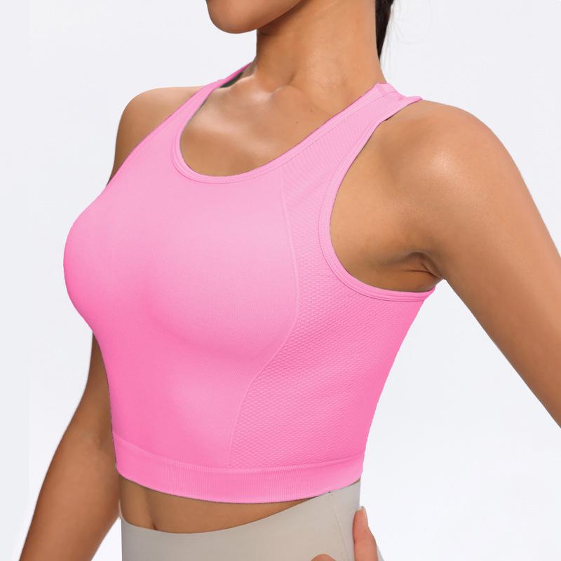 Women's Halterneck Sports Bra - Seamless Summer Yoga Vest Top for Running and Fitness
