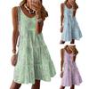 Women's summer casual floral print loose U-neck sleeveless knee-length dress