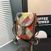 Mode Leder Rindsleder Handy Tasche Farbe Rauten Spleißen Handgewebt Schulter Mini Messenger Damen Tasche