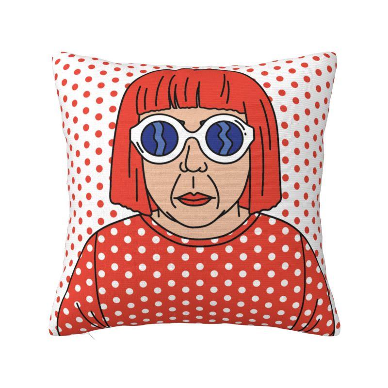 Helenal Unisex Custom Nordic Yayoi Kusama Self Portrait Sofa Cushion Cover Soft Throw Pillow Case