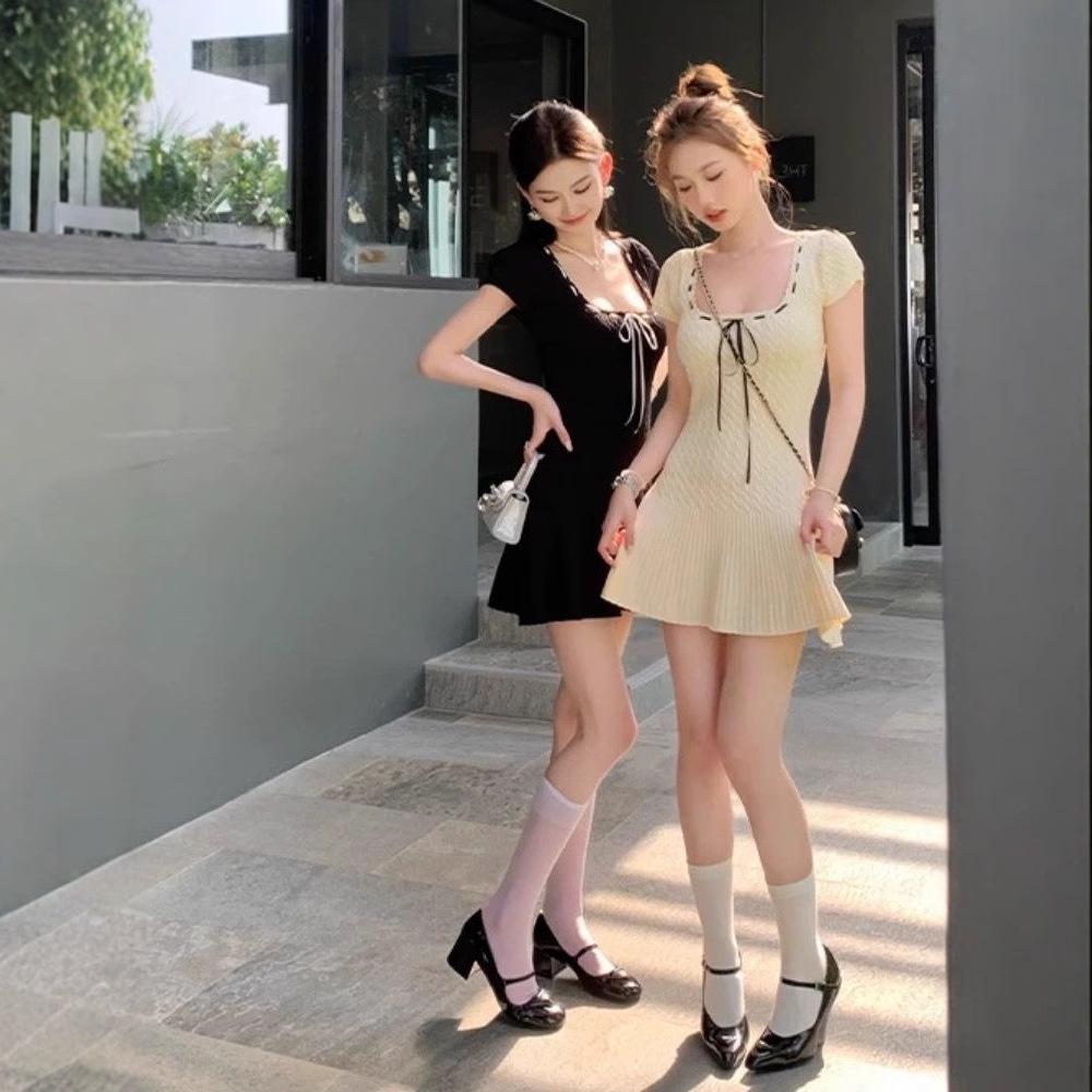 

2025 Summer College Style Ice Silk Bodycon Dress - High Waist A-line Mini Skirt One Size [Recommended for up to 125 lbs]