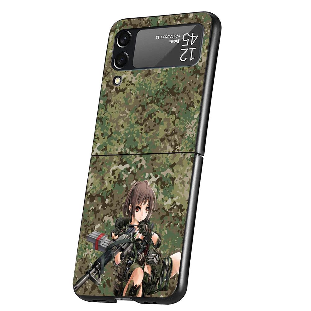 Camouflage Military Cover Phone Case For Samsung Galaxy Z Flip 7 6 5 4 3 5G Flip7 Flip6 Flip5 Flip4 Flip3 Black Fundas Shell Gal