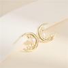 925 Sterling Silver Baroque Pearl Earrings with Moon & Star Design - Women's Hot Item
