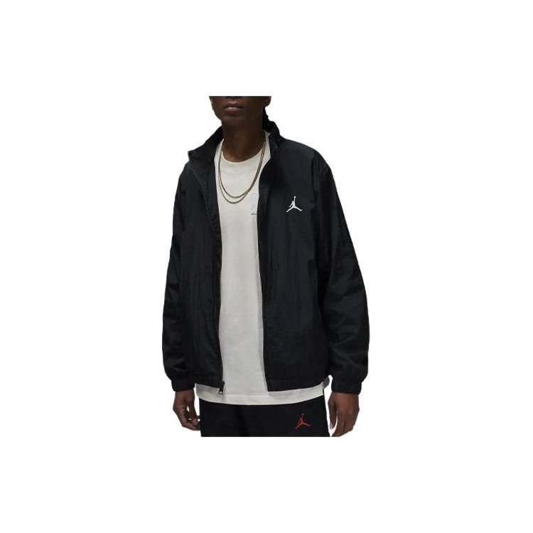 Jordan Essentials Logo Print Woven Casual Jacket Men jackets Black FN4537-010