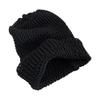 Black Knitted Wool Pile Hat for Women Niche Versatile Big Head Cold Hat Showing Face Small Ins Thin Hat