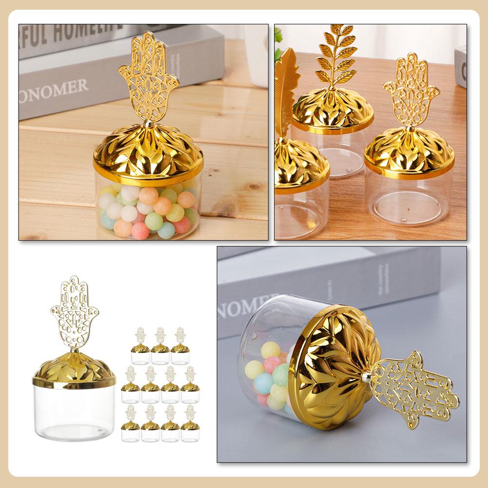 12pcs Christmas Candy Box Gold Transparent Dessert Box with Lid Baby Shower Wedding Return Gift Storage Boxes XMAS Favor Box