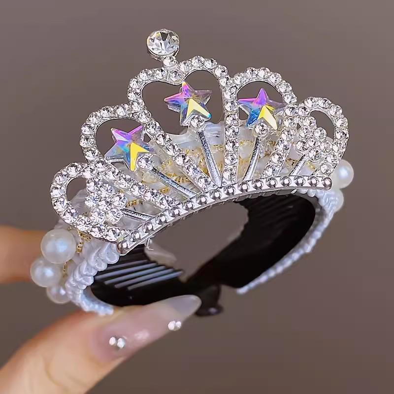Girls' Beaded Princess Crown Headdress Hair Clip