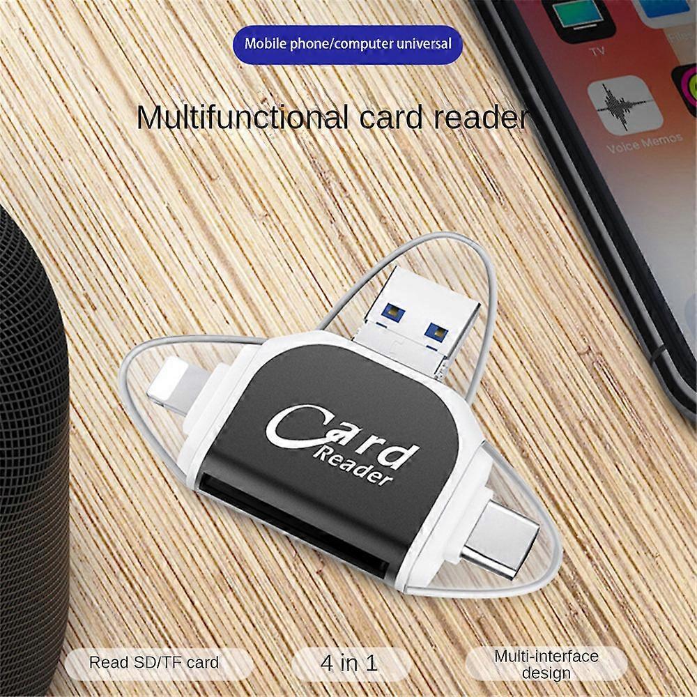 Multi-Port 4 In1 Universal Card Reader, Memory Card Reader Multiport Adapter