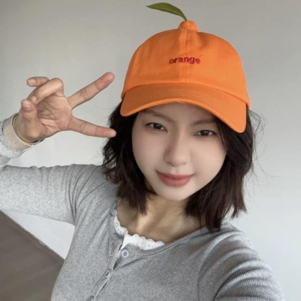 Peaked Embroidered Letter Hat Cotton Creative Orange Cap Orange Baseball Cap  Men