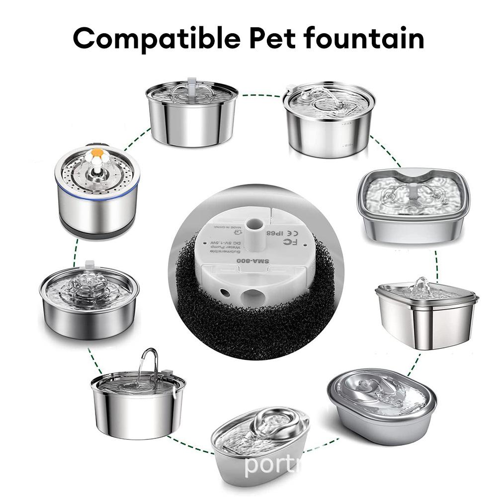 SMA-800 USB Water Pump Fountain Carbon Filters and Foams for 304 Stainless Steel Cat Drinking Fountain Filters Pet Supplies