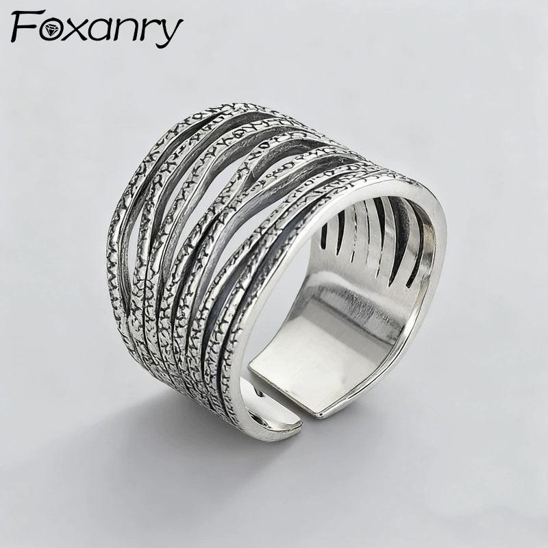 Foxanry Vintage Punk Finger Rings For Women Girl New Trendy Elegant Multilayer Geometry Handmade Birthday Party Jewelry Gifts