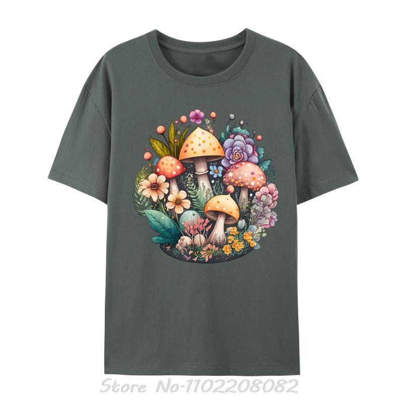 

Cute Cottagecore Floral Mushroom Aesthetic TShirt Unisex Fashion Hip Hop Streetwear Oversized Tshirt Casual Cotton T Shirt tees 4XL