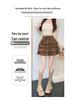 Women's Coffee Lace Patchwork Velvet A-Line Skirt - High Waist, Slimming, Autumn/Winter 2025