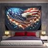 American Eagle Heart with Stars & Stripes Pattern Wall Hanging Tapestry Decorative Tapestry Home Decor for Bedroom and Living Room